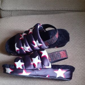 UGG Black and Red Star Slippers